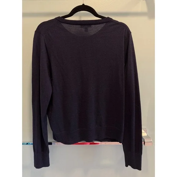 J.Crew Merino Wool Cardigan Sweater Womens XL Navy Blue Gold Buttons - Picture 4 of 6